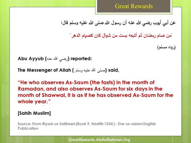 It is as if he has observed the Fasting for the whole year